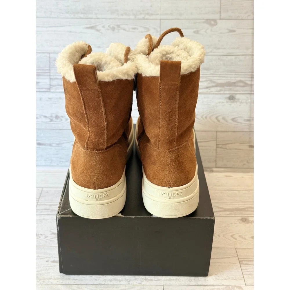 J/Slides Platform Boots Womens 6 Brown Suede Shearling Gorpcore Streetwear